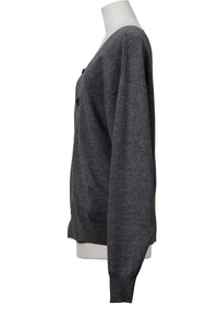 Wool Cashmere Knit V neck Cardigan | Charcoal Grey