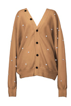 Load image into Gallery viewer, Wool Cashmere Knit V neck Cardigan | Camel × Pearl
