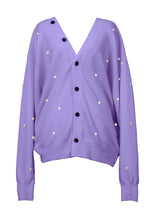 Load image into Gallery viewer, Wool Cashmere Knit V neck Cardigan | Lilac x Pearl
