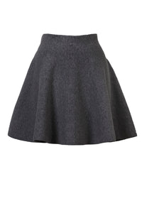 Wool Cashmere Knit Flare Mini Skirt | Charcoal Grey