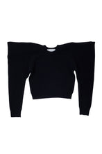 Load image into Gallery viewer, Wool Cashmere Knit Open Shoulder Top | Charcoal Grey
