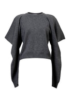 Load image into Gallery viewer, Wool Cashmere Knit Open Shoulder Top | Charcoal Grey
