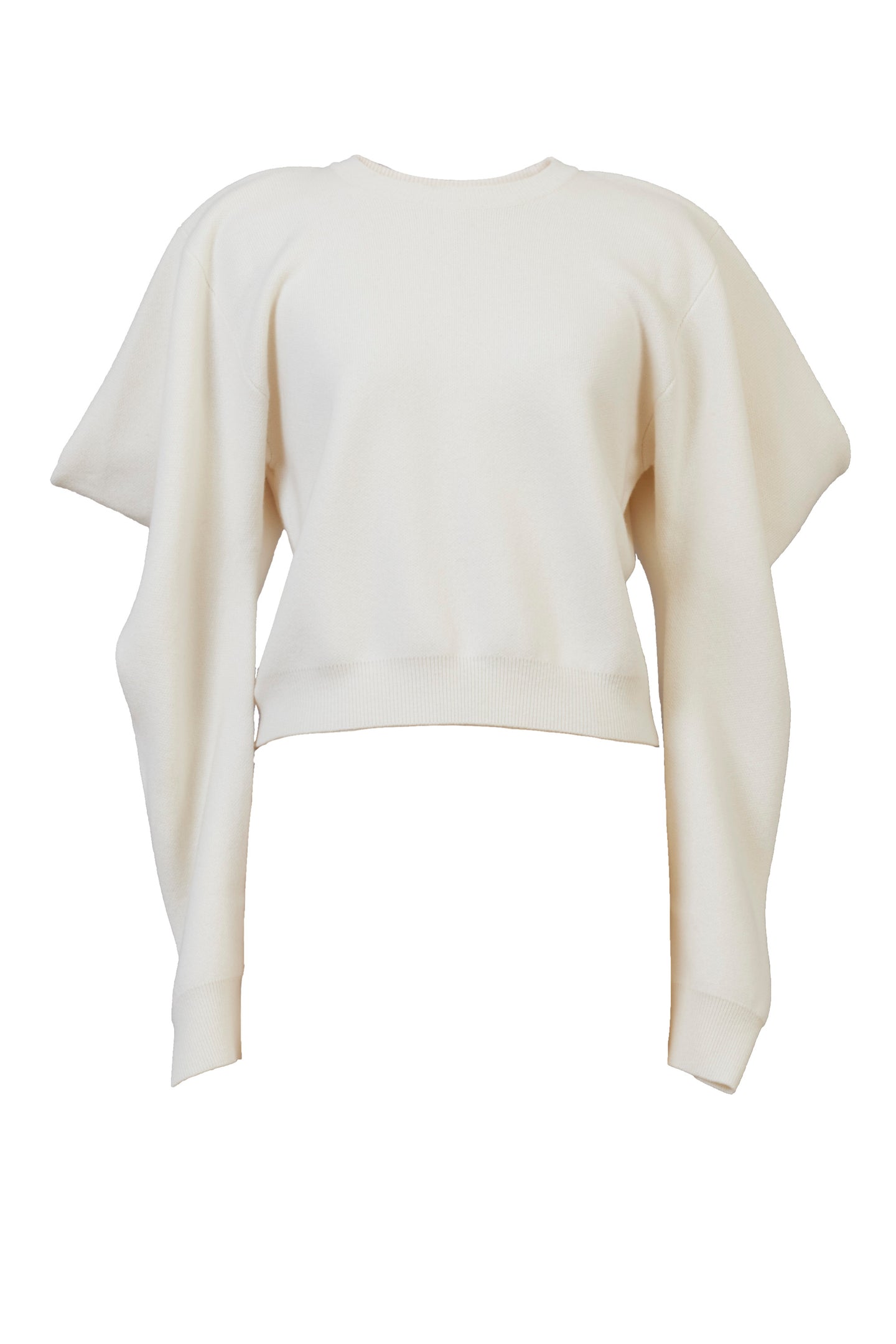 Wool Cashmere Knit Open Shoulder Top | Pearl