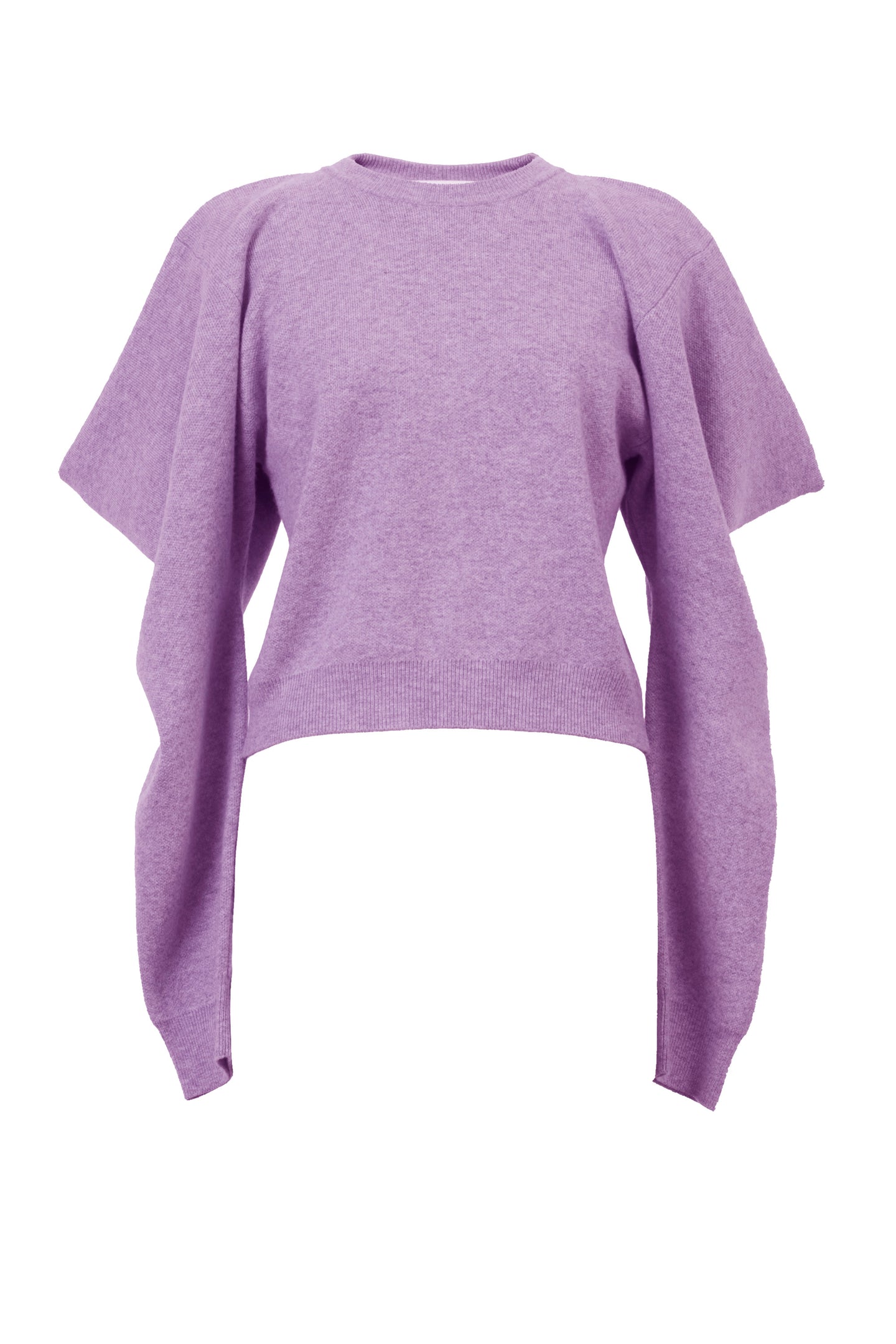 Wool Cashmere Knit Open Shoulder Top | Lilac