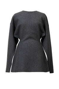 Wool Cashmere Knit Mini Dress | Charcoal Grey