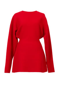 Wool Cashmere Knit Mini Dress | Cherry Red