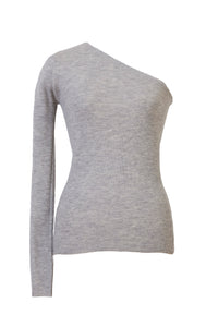 Cashmere One Shoulder Top | Light Grey