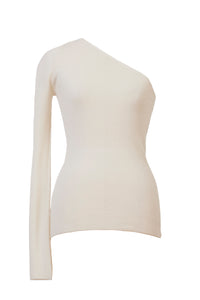 Cashmere One Shoulder Top | Pearl