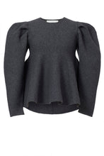 Load image into Gallery viewer, Wool Cashmere Fit and Flare Top | Charcoal Grey
