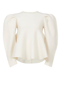 Wool Cashmere Fit and Flare Top | Pearl