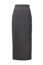 Load image into Gallery viewer, Wool Cashmere Knit Back Slit Skirt | Charcoal Grey
