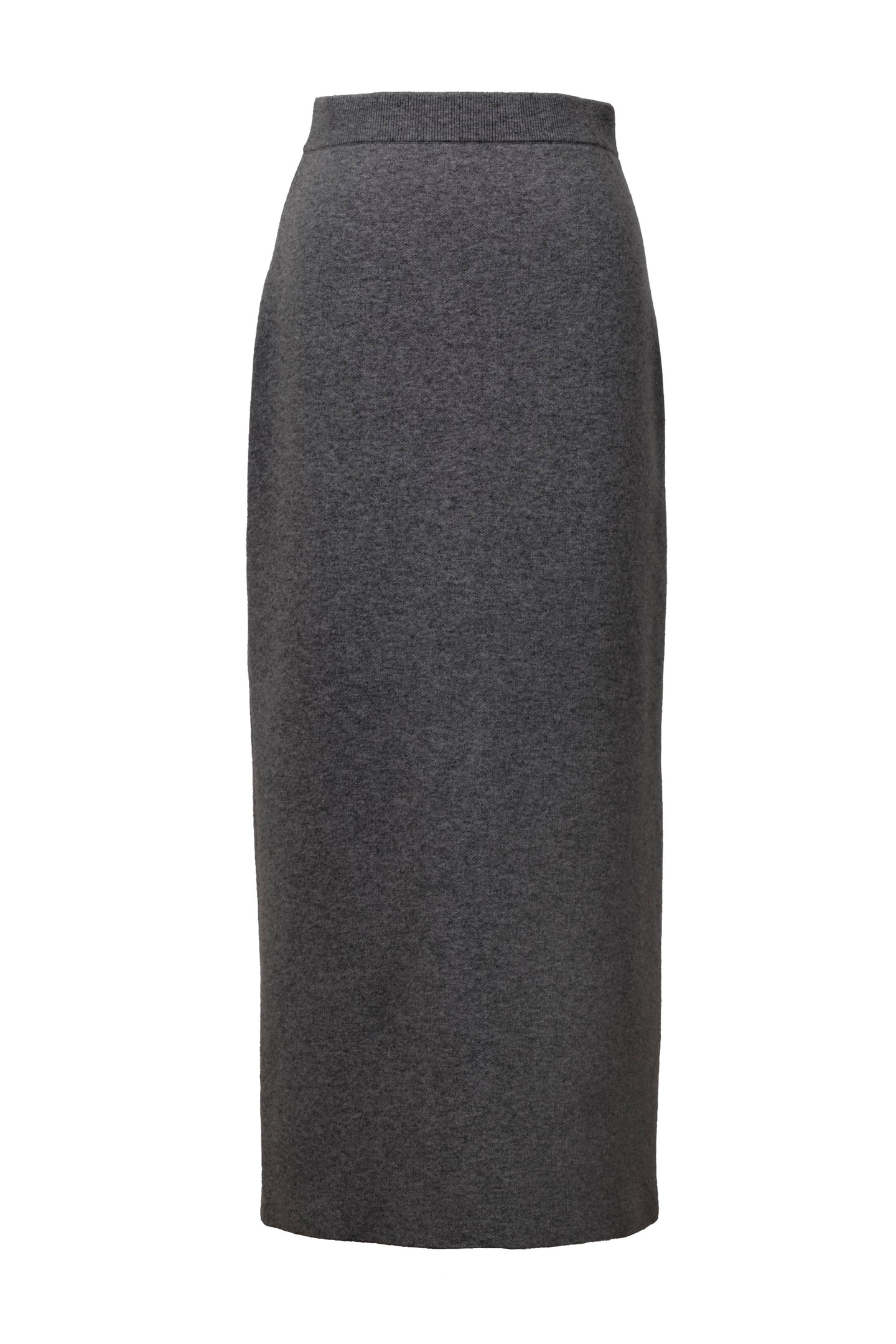Wool Cashmere Knit Back Slit Skirt | Charcoal Grey