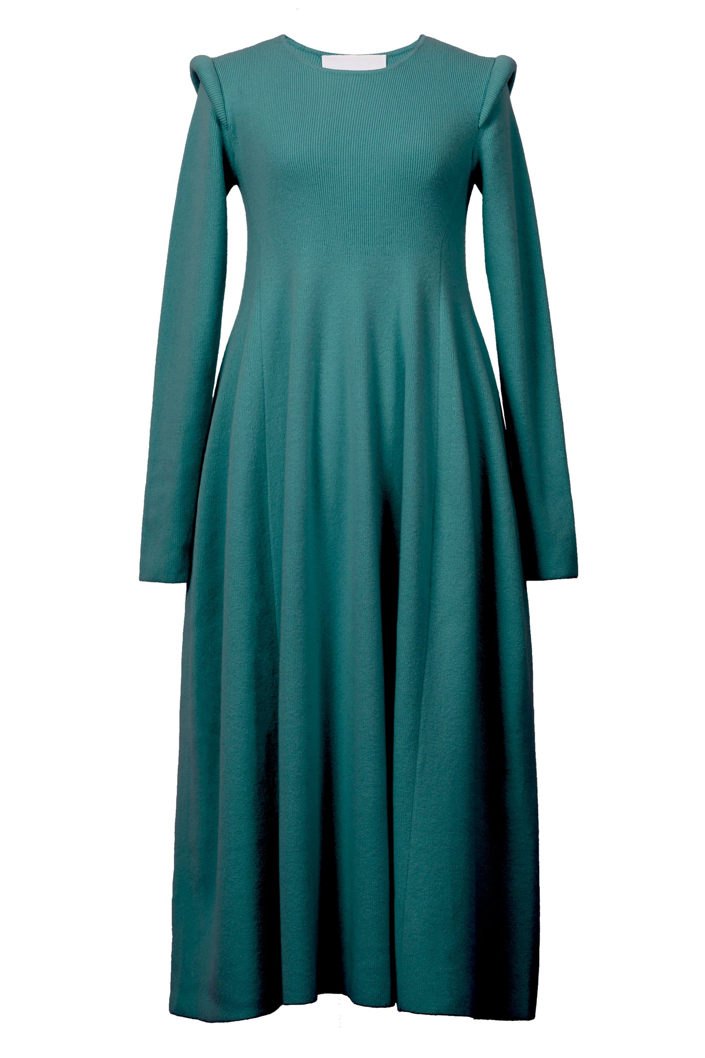 Wool Cashmere Padded Shoulder Dress | Peacock