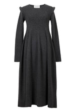 Load image into Gallery viewer, Wool Cashmere Padded Shoulder Dress | Charcoal Grey
