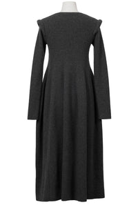 Wool Cashmere Padded Shoulder Dress | Charcoal Grey