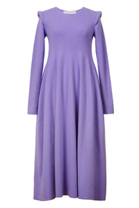 Wool Cashmere Padded Shoulder Dress | Lilac
