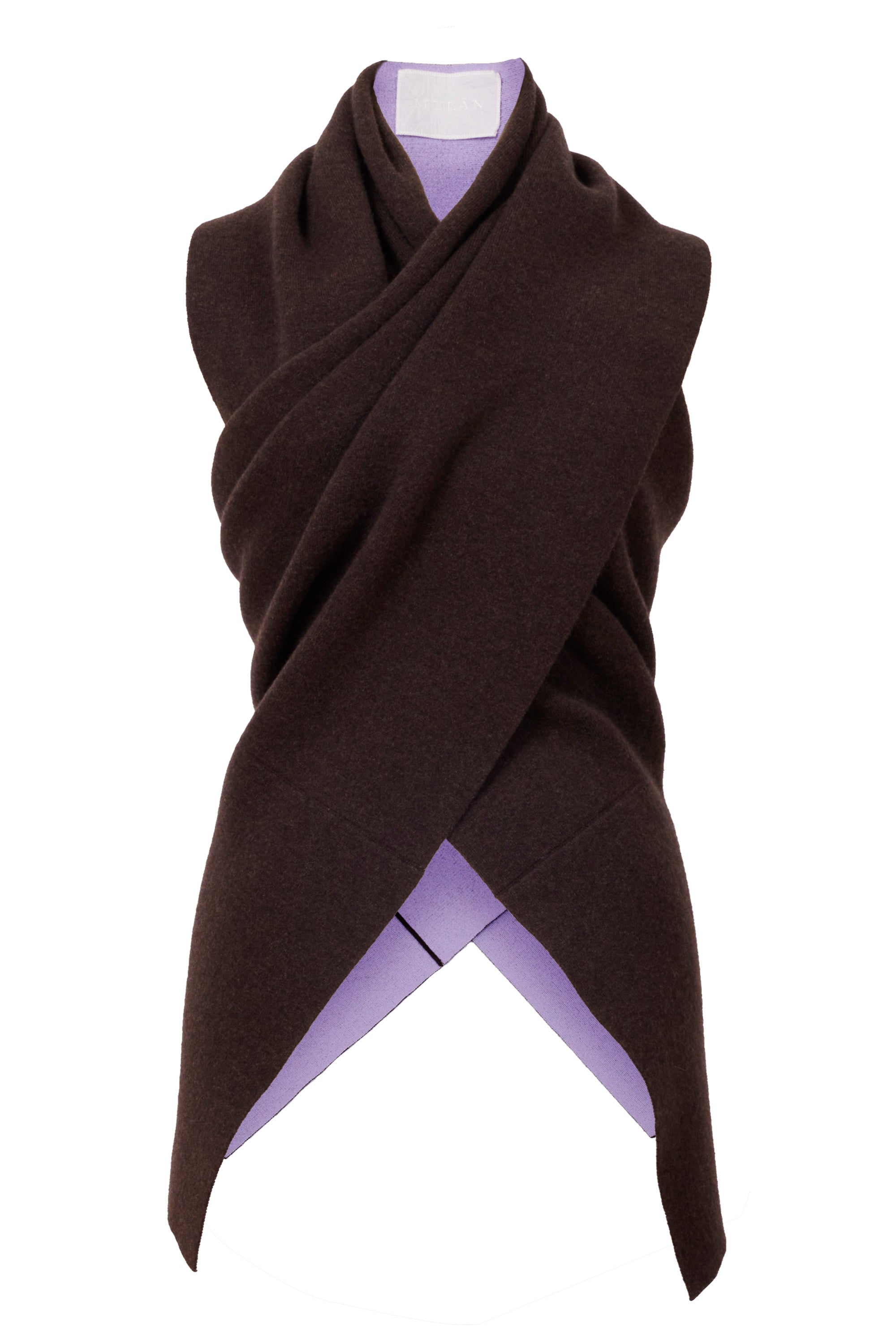 MYLAN タッセル付きライトグレーストール Cashmere Bi Color Stole | Soil × Lilac MYLAN タッセル付きライト