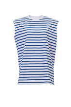 Load image into Gallery viewer, Padded Shoulder Top | Marine Border
