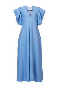 Volume Sleeve Maxi Dress | Sea Blue