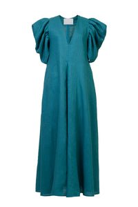 Volume Sleeve Maxi Dress | Peacock Green