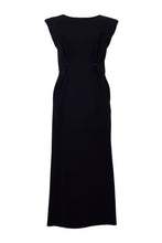Load image into Gallery viewer, Padded Shoulder Back Open Maxi Dress | Stone
