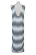 Load image into Gallery viewer, Padded Shoulder Back Open Maxi Dress | Capri Blue
