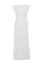Load image into Gallery viewer, Padded Shoulder Back Open Maxi Dress | Shell White
