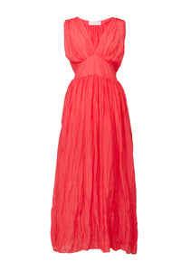 Crinkle Maxi Dress | Coral Red
