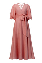 Load image into Gallery viewer, Shine Linen V Neck Dress | Coral Pink
