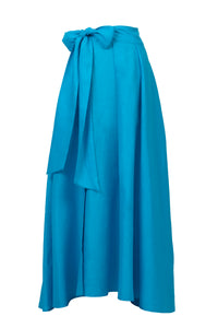 Maxi Gathered Slit Skirt | Turquoise Blue