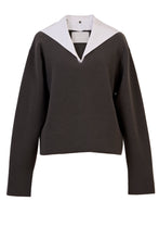 画像をギャラリービューアに読み込む, Wool Cashmere Sailor Collar Knit | Monochrome
