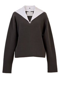 Wool Cashmere Sailor Collar Knit | Monochrome