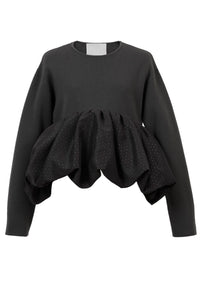 Wool Cashmere Hem Balloon Knit | Monochrome