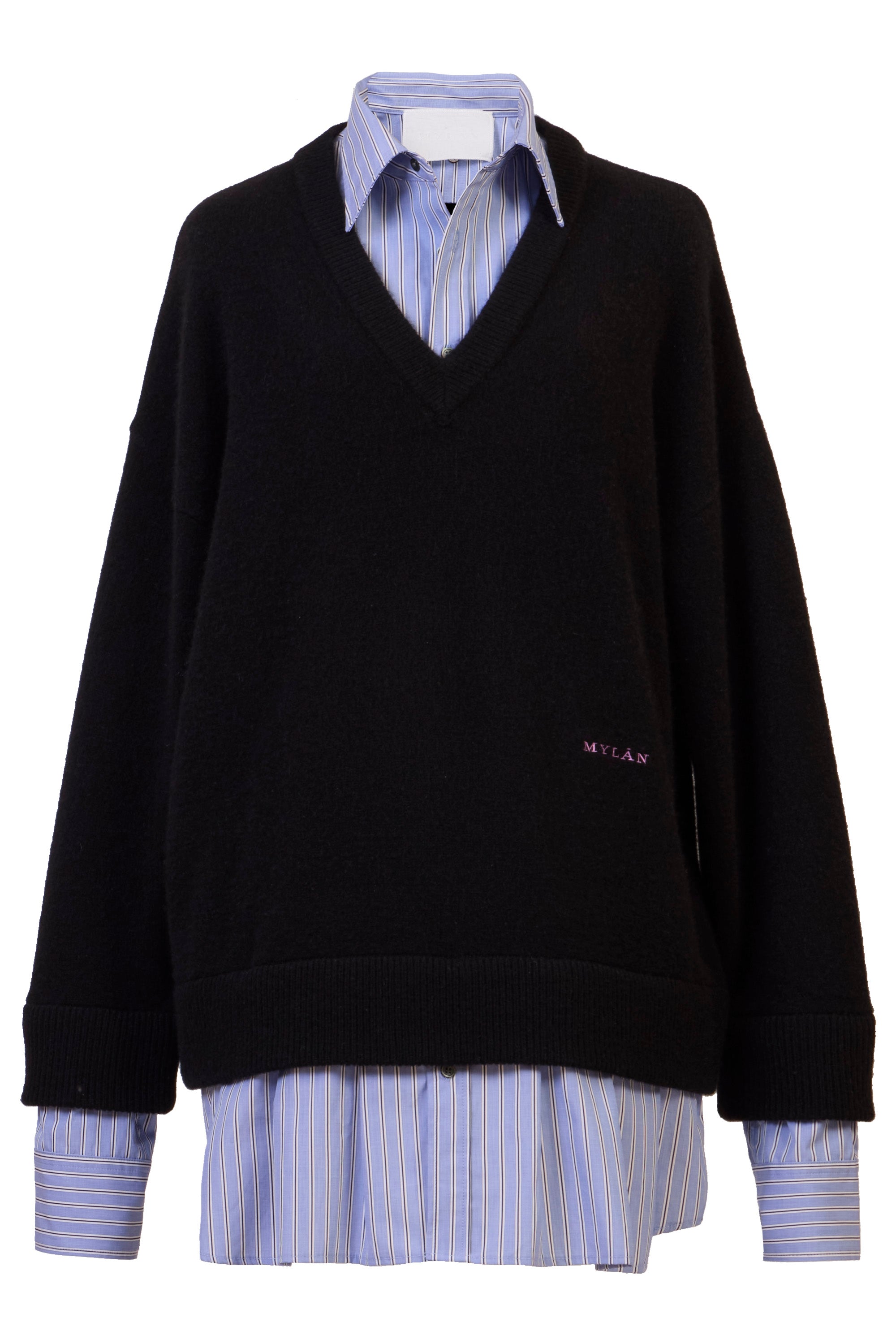 Cashmere V neck Knit Shirt Layered Dress | Stone – MYLAN ONLINE SHOP