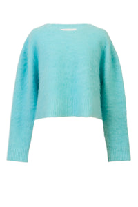 Wool Mohair Knit Top | Sky