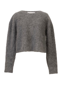 Wool Mohair Knit Top | Light Grey