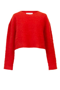 Wool Mohair Knit Top | Cherry Red