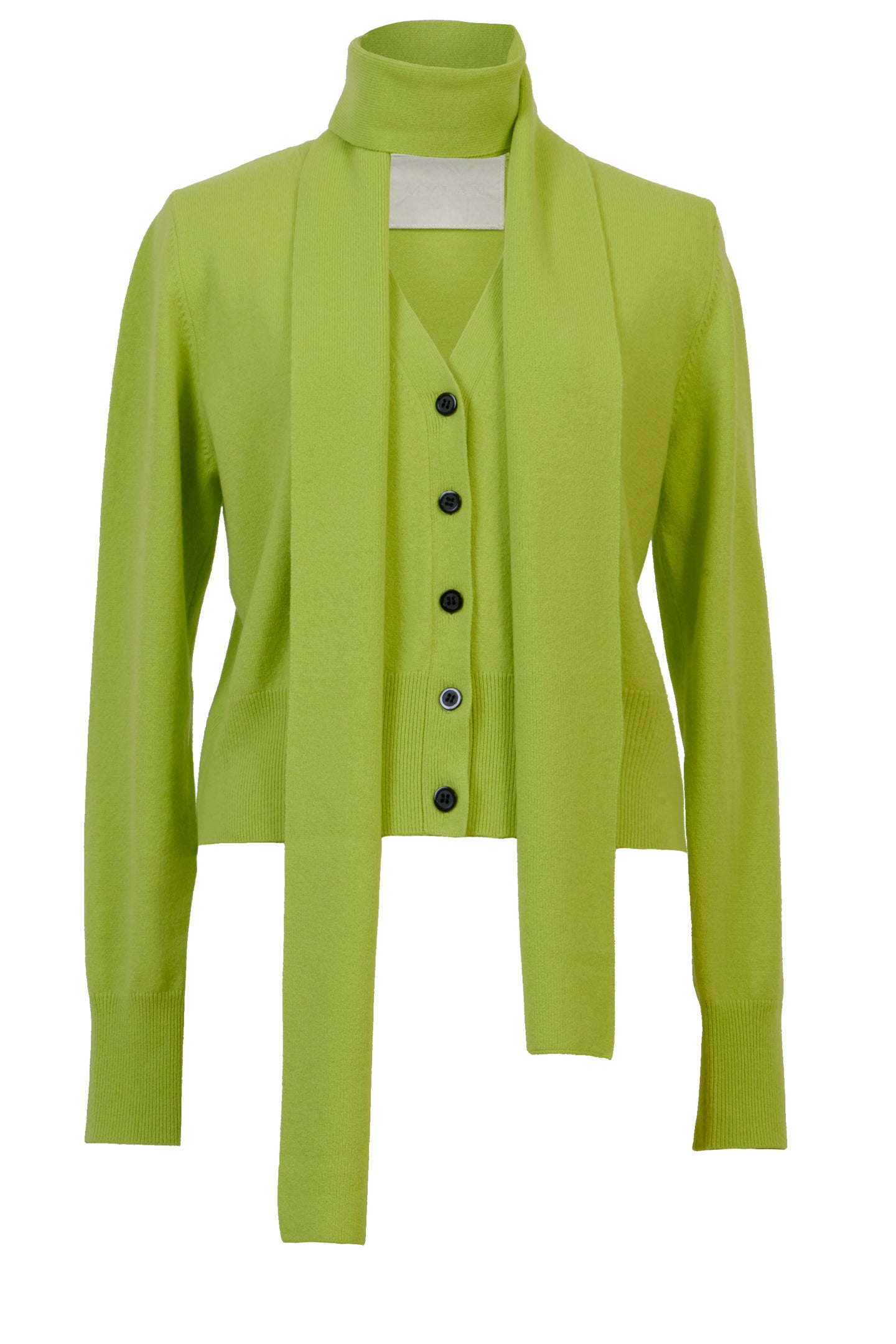 Cashmere Knit Scarf Collar Cardigan | Peridot