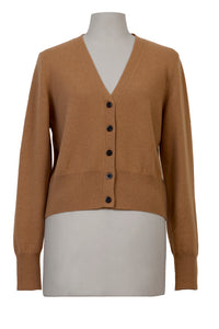 Cashmere Knit Scarf Collar Cardigan | Camel