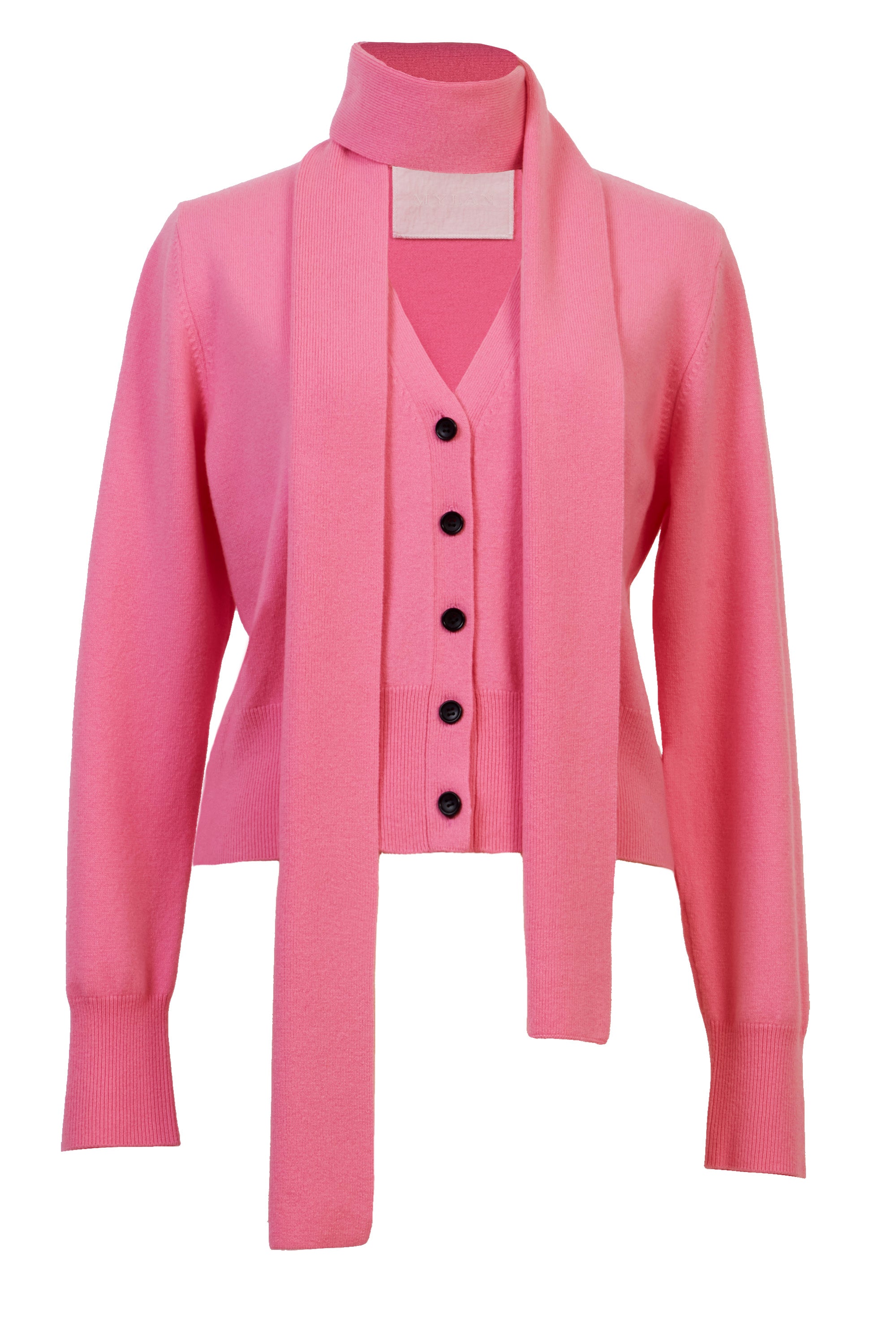 Cashmere Knit Scarf Collar Cardigan | Cherry Blossom – MYLAN