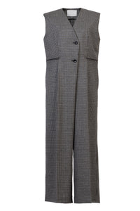 Wool Tweed Tailored Jumpsuit | Grey × Blue