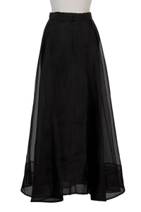 Silk See-through Long Skirt | Sage