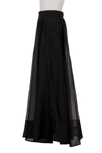 Silk See-through Long Skirt | Stone