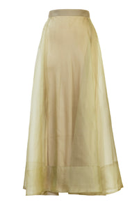 Silk See-through Long Skirt | Sage