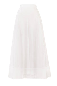 Silk See-through Long Skirt | Shell White