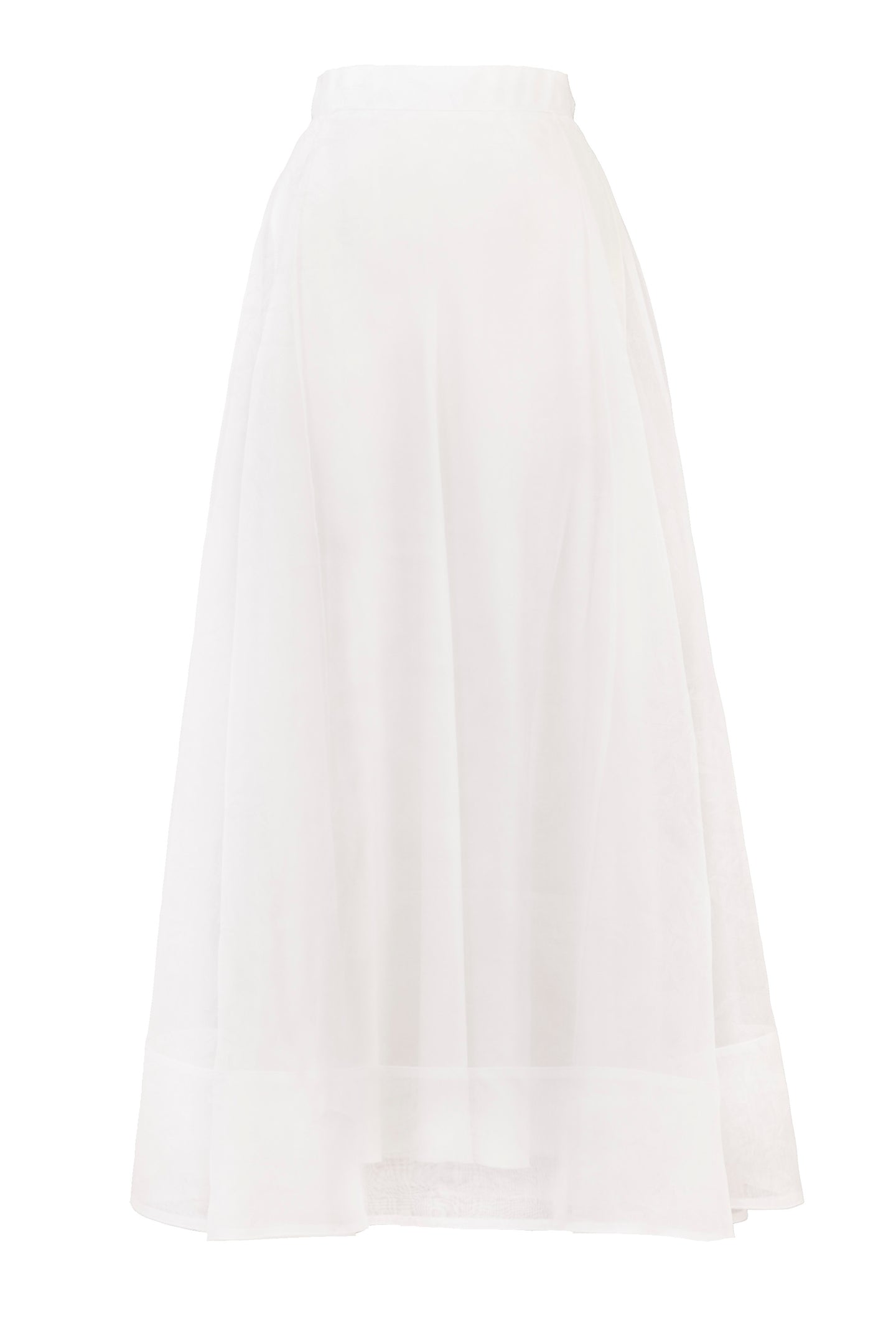 Silk See-through Long Skirt | Shell White