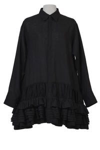 Tack Gather Frilled Shirt Dress | Stone