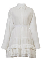 Load image into Gallery viewer, Tack Gather Frilled Shirt Dress | Shell White
