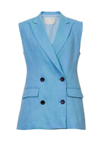 Load image into Gallery viewer, Sleeveless Tailored Jacket | Sea Blue
