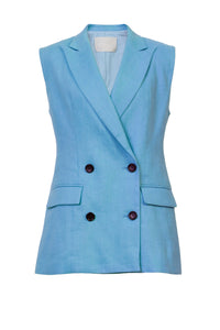 Sleeveless Tailored Jacket | Sea Blue